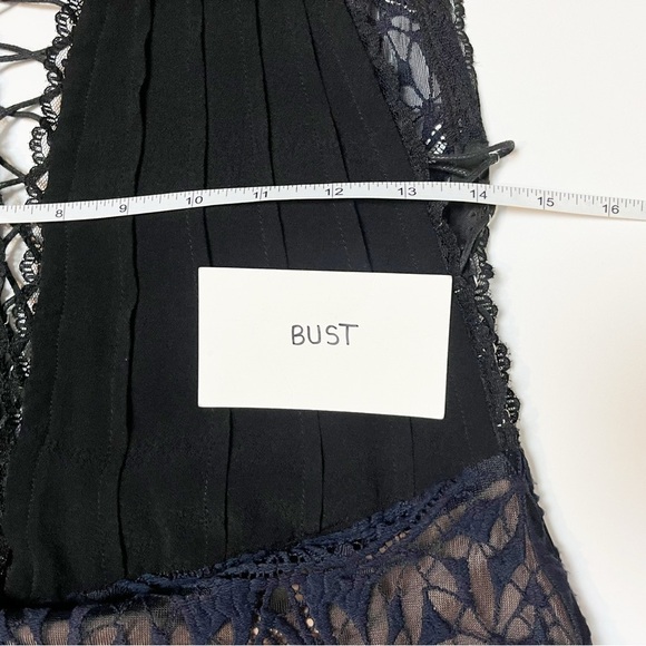 For Love & Lemons NWT Lola Rose Sleeveless Mini Dress black navy lace-up boho - Picture 10 of 16